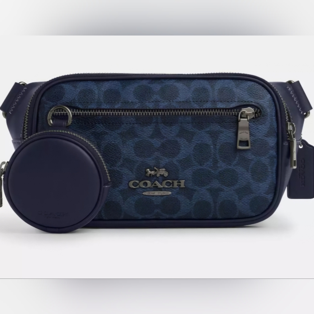 Nwt Coach Elias Belt Bag In Signature Canvas